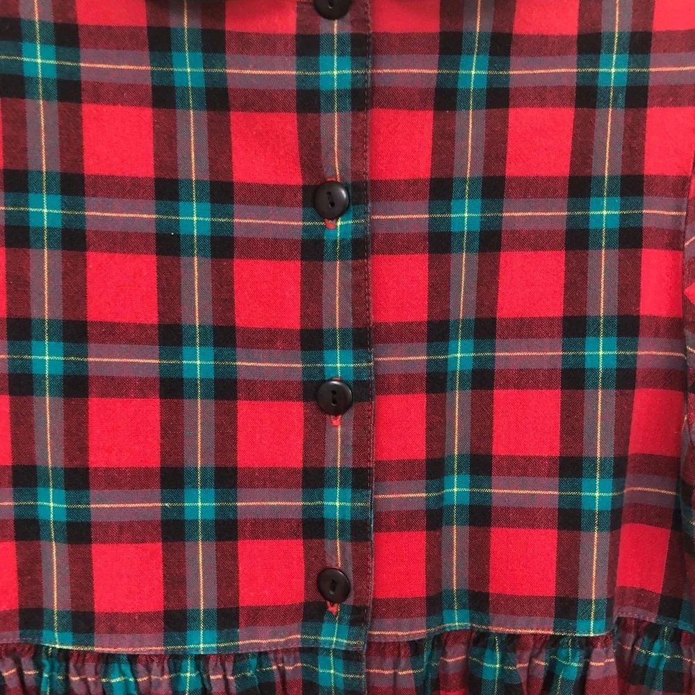 90s Vintage Gymboree Scottie Dog Plaid Holiday Dress Peter Pan Girls XL 5/6